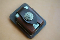 Handmade Leather Classic Zippo Lighter Case Coffee Standard Zippo Lighter Holder Pouch For Men - imessengerbags
