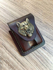 Handmade Brown Leather Mens Classic Zippo Lighter Case Zippo Lighter Pouch with Belt Loop For Men - imessengerbags