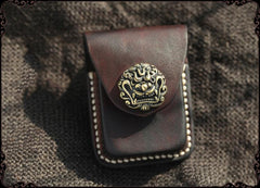 Handmade Coffee Leather Mens Classic Zippo Lighter Case With Belt Loop Lighter Holder For Men - imessengerbags