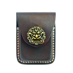 Handmade Coffee Leather Mens Classic Zippo Lighter Case With Belt Loop Lighter Holder For Men - imessengerbags