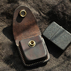 Handmade Coffee Leather Mens Classic Zippo Lighter Case With Belt Loop Lighter Holder For Men - imessengerbags
