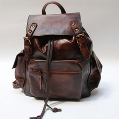 Handmade Cool Leather Mens Backpack Travel Backpacks Laptop Backpack for men
