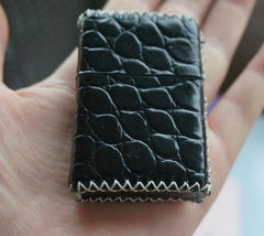 Cool Handmade Black Leather Mens Classic Zippo Lighter Case Standard Zippo Lighter Holder for Men - imessengerbags