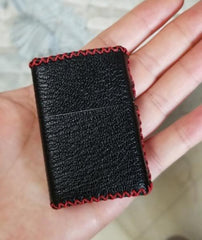 Cool Handmade Black Leather Mens Classic Zippo Lighter Case Standard Zippo Lighter Holder for Men - imessengerbags