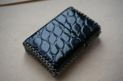 Cool Handmade Black Leather Mens Classic Zippo Lighter Case Standard Zippo Lighter Holder for Men - imessengerbags