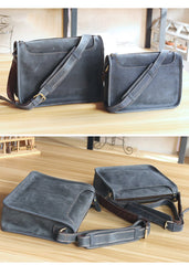 Handmade Dark Coffee Leather Mens 10 inches Courier Bag Brown Messenger Bags Dark Brown Postman Bags For Men - imessengerbags