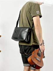 Handmade Dark Coffee Leather Mens 10 inches Courier Bag Brown Messenger Bags Dark Brown Postman Bags For Men - imessengerbags