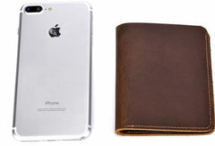 Vintage Mens Leather Slim Small Wallet Cool billfold Slim Bifold Wallets for Men - imessengerbags