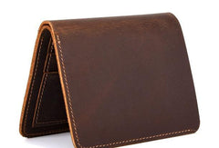 Vintage Mens Leather Slim Small Wallet Cool billfold Slim Bifold Wallets for Men - imessengerbags