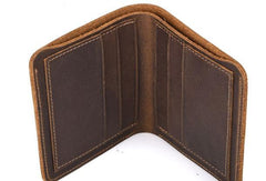 Vintage Mens Leather Slim Small Wallet Cool billfold Slim Bifold Wallets for Men - imessengerbags