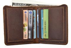 Vintage Mens Leather Slim Small Wallet Cool billfold Slim Bifold Wallets for Men - imessengerbags