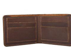 Vintage Mens Leather Slim Small Wallet Cool billfold Slim Bifold Wallets for Men - imessengerbags