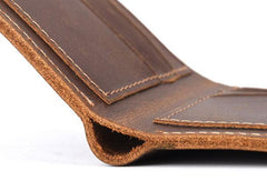 Vintage Mens Leather Slim Small Wallet Cool billfold Slim Bifold Wallets for Men - imessengerbags