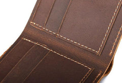 Vintage Mens Leather Slim Small Wallet Cool billfold Slim Bifold Wallets for Men - imessengerbags