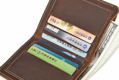 Vintage Mens Leather Slim Small Wallet Cool billfold Slim Bifold Wallets for Men - imessengerbags