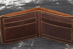Vintage Mens Leather Slim Small Wallet Cool billfold Slim Bifold Wallets for Men - imessengerbags