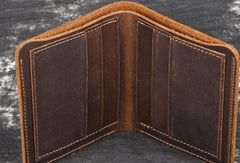 Vintage Mens Leather Slim Small Wallet Cool billfold Slim Bifold Wallets for Men - imessengerbags