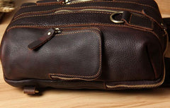 Handmade Genuine Leather Coffee Mens Cool Sling Pack Bag Crossbody Bag Chest Bag for men - imessengerbags