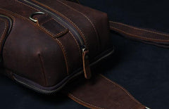 Handmade Genuine Leather Coffee Mens Cool Sling Pack Bag Crossbody Bag Chest Bag for men - imessengerbags