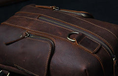 Handmade Genuine Leather Coffee Mens Cool Sling Pack Bag Crossbody Bag Chest Bag for men - imessengerbags