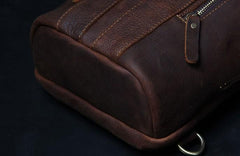 Handmade Genuine Leather Coffee Mens Cool Sling Pack Bag Crossbody Bag Chest Bag for men - imessengerbags