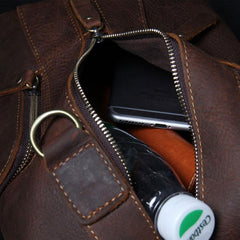 Handmade Genuine Leather Coffee Mens Cool Sling Pack Bag Crossbody Bag Chest Bag for men - imessengerbags
