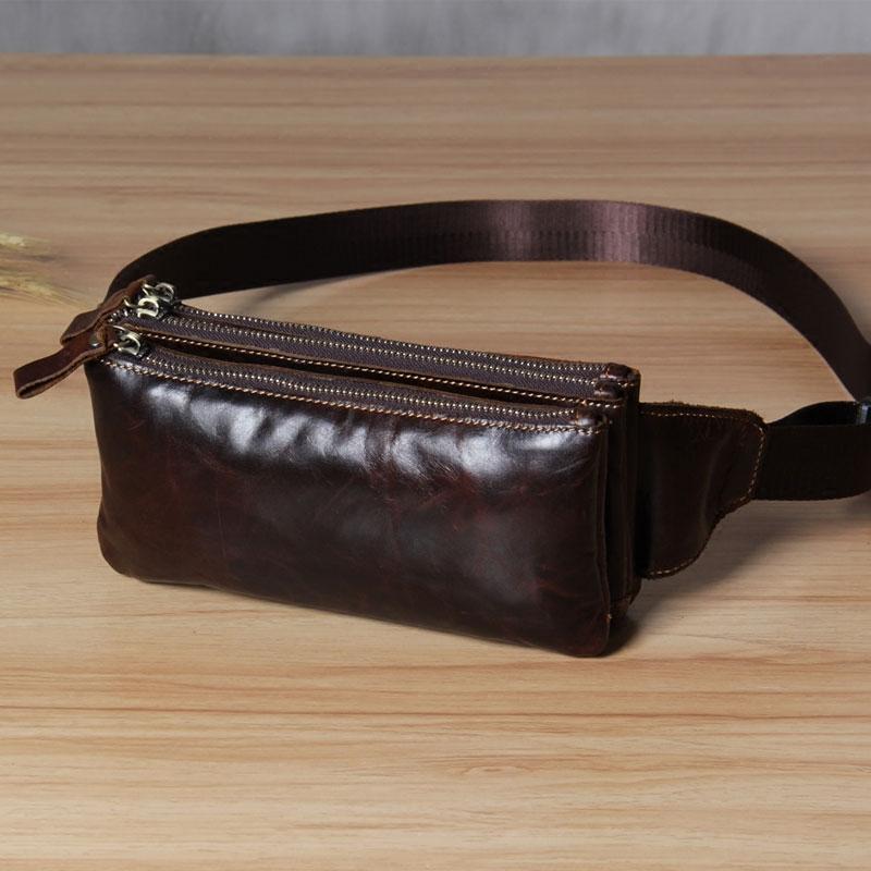 Leather Fanny Pack Mens Waist Bag Hip Pack Belt Bag Bumbag for Men