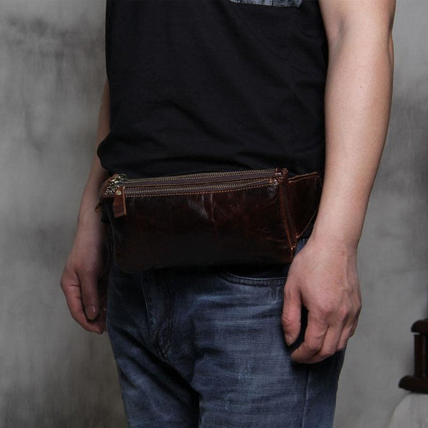 Leather Fanny Pack Mens Waist Bag Hip Pack Belt Bag Bumbag for Men - imessengerbags