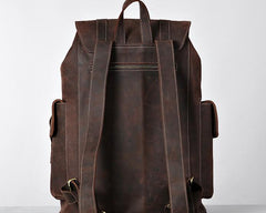 Handmade Genuine Leather Brown Mens Cool Backpack Large Travel Bag Hiking Bag for Men
