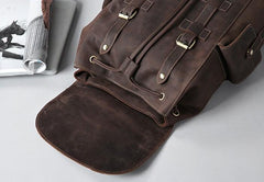 Handmade Genuine Leather Brown Mens Cool Backpack Large Travel Bag Hiking Bag for Men