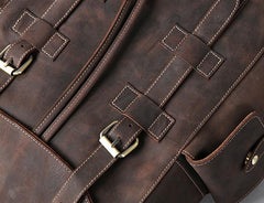 Handmade Genuine Leather Brown Mens Cool Backpack Large Travel Bag Hiking Bag for Men