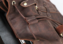 Handmade Genuine Leather Brown Mens Cool Backpack Large Travel Bag Hiking Bag for Men