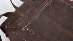 Handmade Genuine Leather Brown Mens Cool Backpack Large Travel Bag Hiking Bag for Men