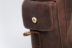 Handmade Genuine Leather Brown Mens Cool Backpack Large Travel Bag Hiking Bag for Men