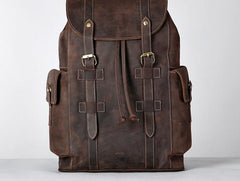 Handmade Genuine Leather Brown Mens Cool Backpack Large Travel Bag Hiking Bag for Men