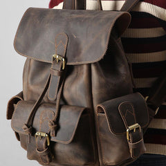 Handmade Genuine Leather Mens Cool Backpack Sling Bag Large Travel Bag Hiking Bag for Men