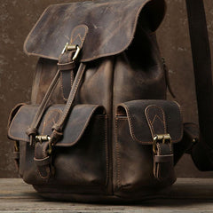 Handmade Genuine Leather Mens Cool Backpack Sling Bag Large Travel Bag Hiking Bag for Men