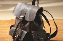 Handmade Genuine Leather Mens Cool Backpack Sling Bag Large Travel Bag Hiking Bag for Men