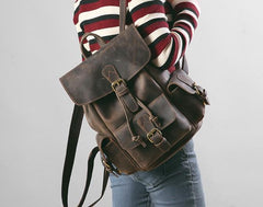 Handmade Genuine Leather Mens Cool Backpack Sling Bag Large Travel Bag Hiking Bag for Men