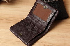 Handmade Genuine Leather Mens Cool billfold Leather Wallet Men Small Wallets Bifold for Men - imessengerbags