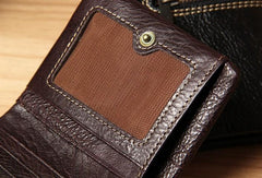Handmade Genuine Leather Mens Cool billfold Leather Wallet Men Small Wallets Bifold for Men - imessengerbags