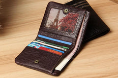 Handmade Genuine Leather Mens Cool billfold Leather Wallet Men Small Wallets Bifold for Men - imessengerbags