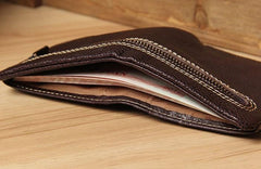 Handmade Genuine Leather Mens Cool billfold Leather Wallet Men Small Wallets Bifold for Men - imessengerbags
