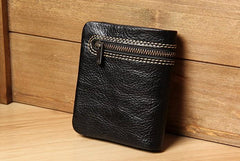 Handmade Genuine Leather Mens Cool billfold Leather Wallet Men Small Wallets Bifold for Men - imessengerbags
