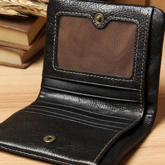 Handmade Genuine Leather Mens Cool billfold Leather Wallet Men Small Wallets Bifold for Men - imessengerbags