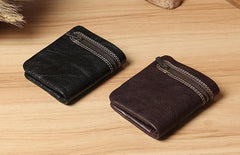 Handmade Genuine Leather Mens Cool billfold Leather Wallet Men Small Wallets Bifold for Men - imessengerbags