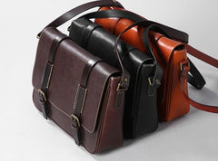 Handmade Genuine Leather Mens Cool Shoulder Bag Messenger Bag Cycling Bag for men - imessengerbags