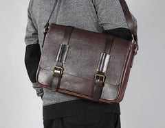 Handmade Genuine Leather Mens Cool Shoulder Bag Messenger Bag Cycling Bag for men