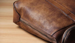 Handmade Genuine Leather Vintage Mens Brown Gray Cool Handbag Briefcase Work Bag Business Bag for men