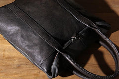 Cool Mens Gray Brown Leather Handbag Briefcase Handmade Genuine Vintage Work Bag Business Bag for men